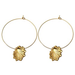 GOLD PLATED SHELL HOOP EARRINGS