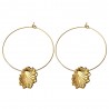 GOLD PLATED SHELL HOOP EARRINGS
