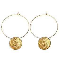 GOLD PLATED BOUTON HOOP EARRINGS