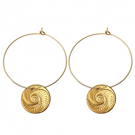 BOUCLES D OREILLES CREOLES BOUTONS DORE