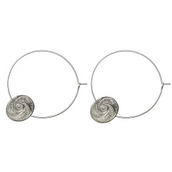 BOUCLES D OREILLES CREOLES BOUTONS ARGENTE