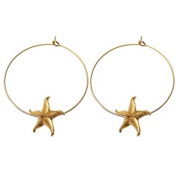 BOUCLES D OREILLES CREOLES ETOILES DE MER DORE