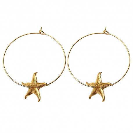 GOLD PLATED SEA STAR HOOP EARRINGS