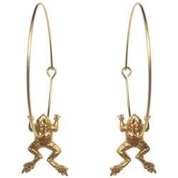 BOUCLES D OREILLES CREOLES GRENOUILLES DORE