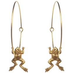 GOLD PLATED FROG HOOP EARRINGS