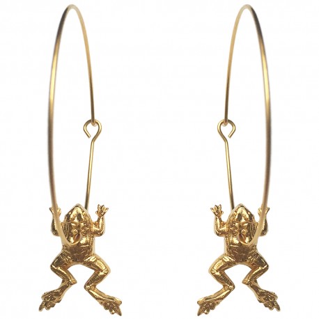 GOLD PLATED FROG HOOP EARRINGS