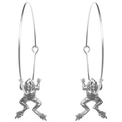 BOUCLES D OREILLES CREOLES GRENOUILLES ARGENTE