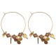 BOUCLES DOREILLES CREOLES CARTES DORE SWAROVSKI TOPAZ