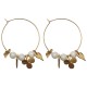 GOLD PLATED CARDS WHITE JADE HOOP EARRINGS