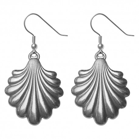 SILVER PLATED SHELL EARRINGS