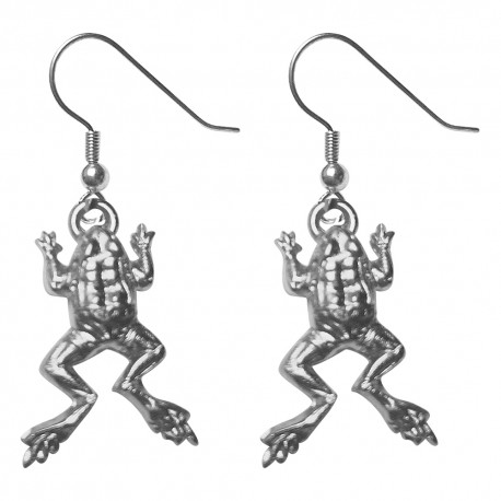 SILVER PLATED FROG EARRINGS