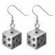 SILVER PLATED DICE BLACK COLD ENAMEL EARRINGS