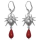 BOUCLES DOREILLES ARAIGNEES ARGENTE GORGONE ROUGE