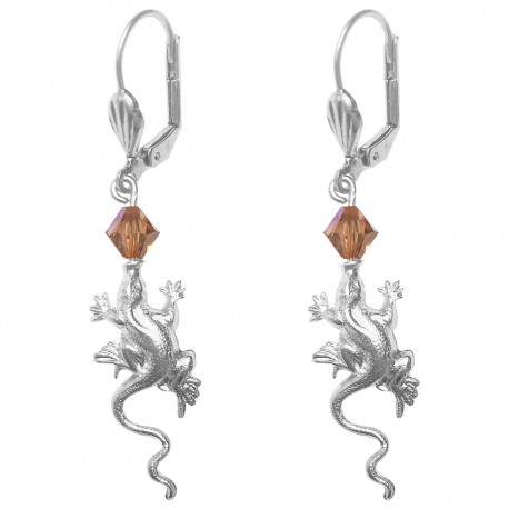 BOUCLES DOREILLES LEZARD DORE CRYSTAL SWAROVSKI