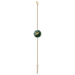 GOLD PLATED COMPASS GREEN COLD ENAMEL BRACELET