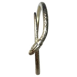 Bracelet serpent tete sur corps argente