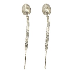 SILVER PLATED PEACOCK STUDS WITH CHAIN EARRINGS