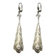 BOUCLES DOREILLES PLUMES CRISTAL DE ROCHE DORE STRASS BLANC