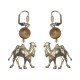 SILVER PLATED CAMEL WITH TIGER EYE STONE EARRINGS