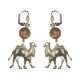 SILVER PLATED CAMEL WITH TIGER EYE STONE EARRINGS