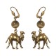 GOLD PLATED CAMEL WITH TIGER EYE STONE EARRINGS