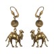 GOLD PLATED CAMEL WITH TIGER EYE STONE EARRINGS