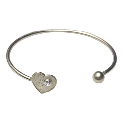 BRACELET JONC COEUR  STRASS BLANC ARGENTE