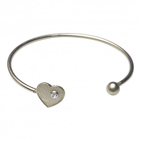 SILVER PLATED HEARTWITH WHITE STRASS BRACELET