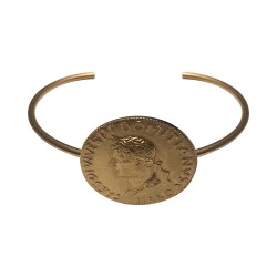 Bracelet jonc medaille tete de cesar dore