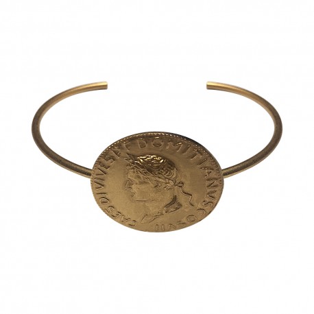 BRACELET JONC MEDAILLE TETE DE CESAR DORE