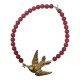 GOLD PLATED BIRD WITH RED GORGONIAN NECKLACE