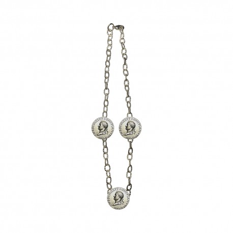 COLLIER 3 MEDAILLES TETE DE CESAR  ARGENTE