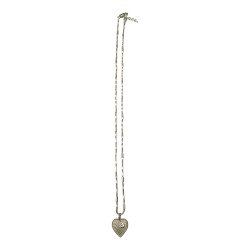 Pendentif coeur strass blanc chaine argente