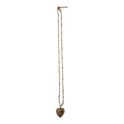 GOLD PLATED HEART WITH RED STRASS WITH CHAIN PENDANT