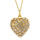 Pendentif Coeur  Double Face Diamant Doré