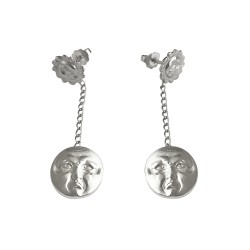 Boucles d oreilles soleil et lune argentees