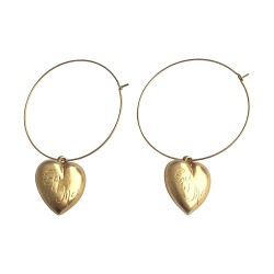 Boucles d oreilles coeur dorees