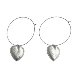 SILVER PLATED HEART HOOPS EARRINGS