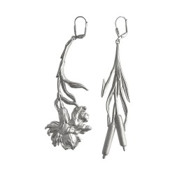 SILVER PLATED IRIS AND REED PENDANT EARRINGS