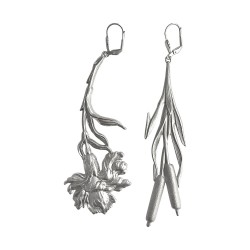 Boucles d oreilles iris et roseaux argentees