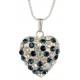 Pendentif Coeur  Double Face Diamant Saphir Argenté