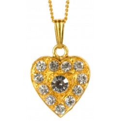 Gold plated Heart and white swarovski crystal Pendant