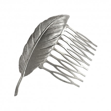 SILVER PLATED FEATHER COMB