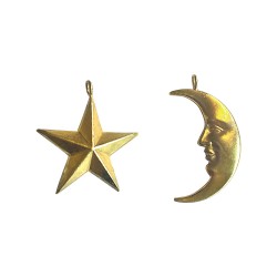 Pendentif etoile et lune dores