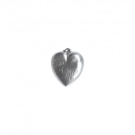 PENDENTIF COEUR DOUBLE FACE ARGENTE