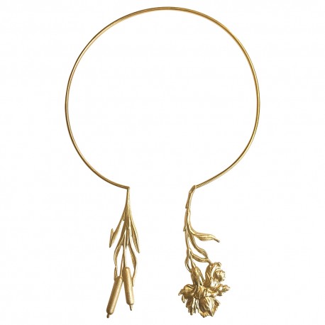 GOLD PLATED REED AND IRIS NECKLACE