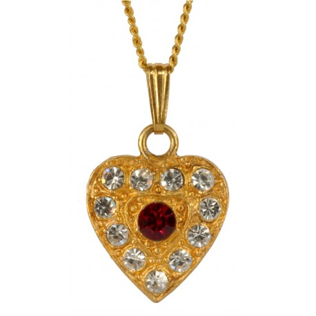 Pendentif Coeur Rubis Doré