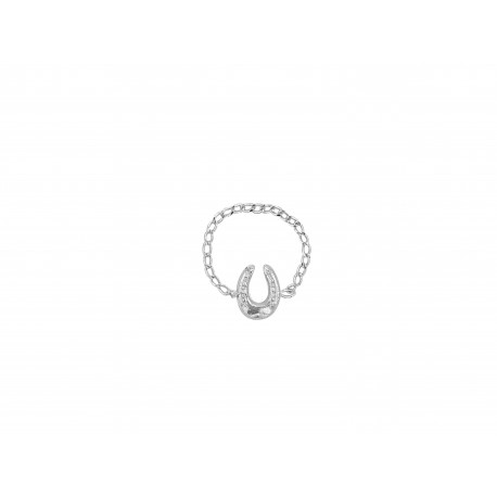 SILVER PLATED HORSE SHOE CHAIN RING