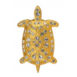 Pendentif Grande Tortue Diamant Doré