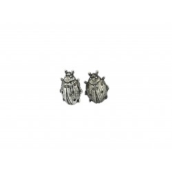 Boucles d'oreilles puce coccinelle vieil argent